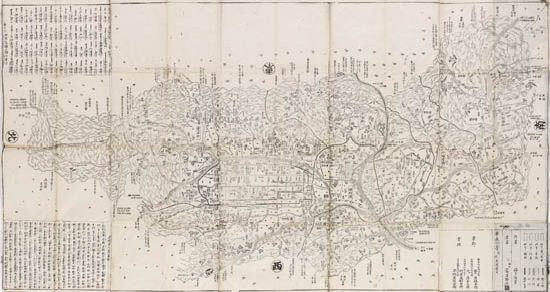 HYAKUGA and SHIMOKAWABE. Large illustrated map of Yamashiro